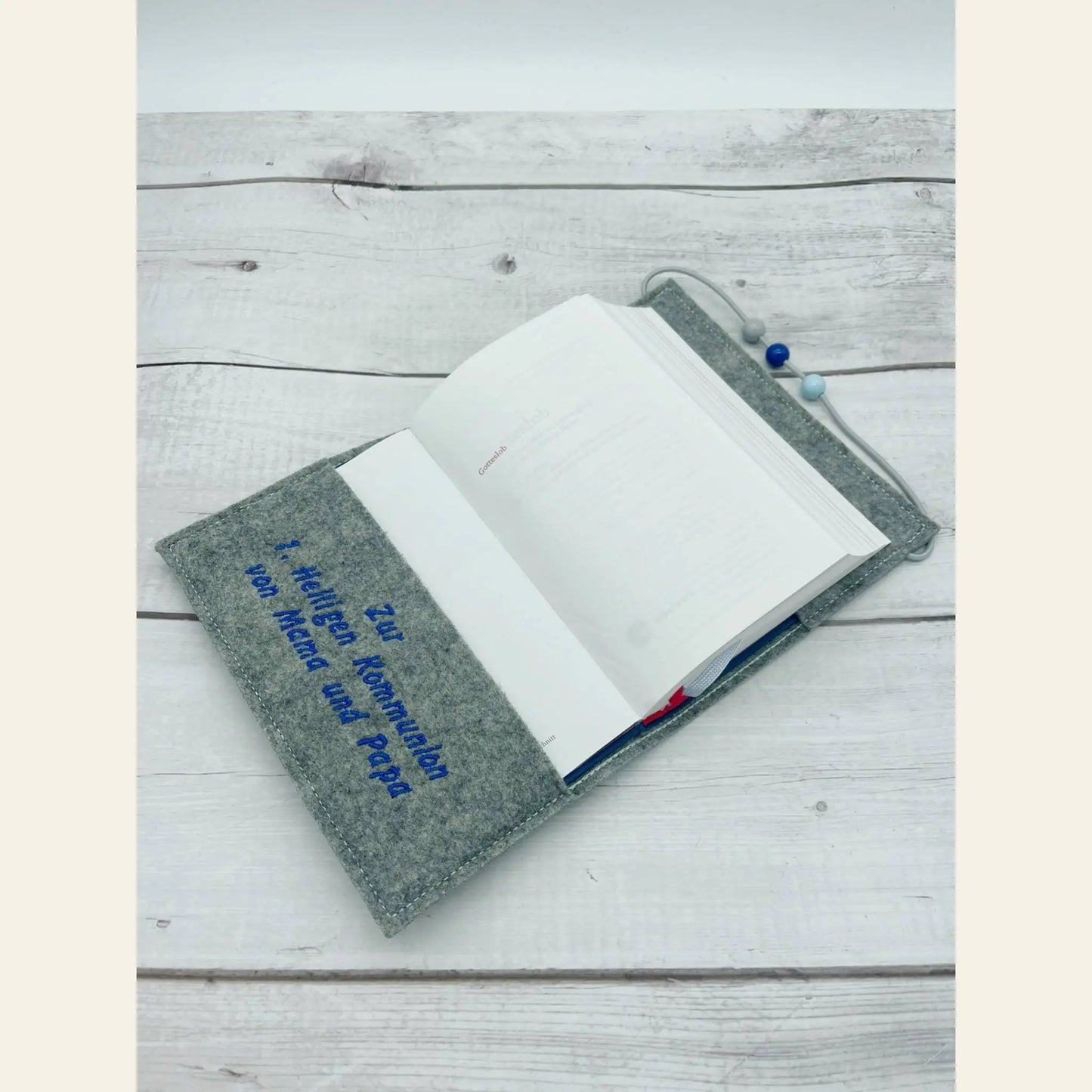 Gotteslobhülle Widmung vorne "Zur 1. Heiligen Kommunion von Mama und Papa"