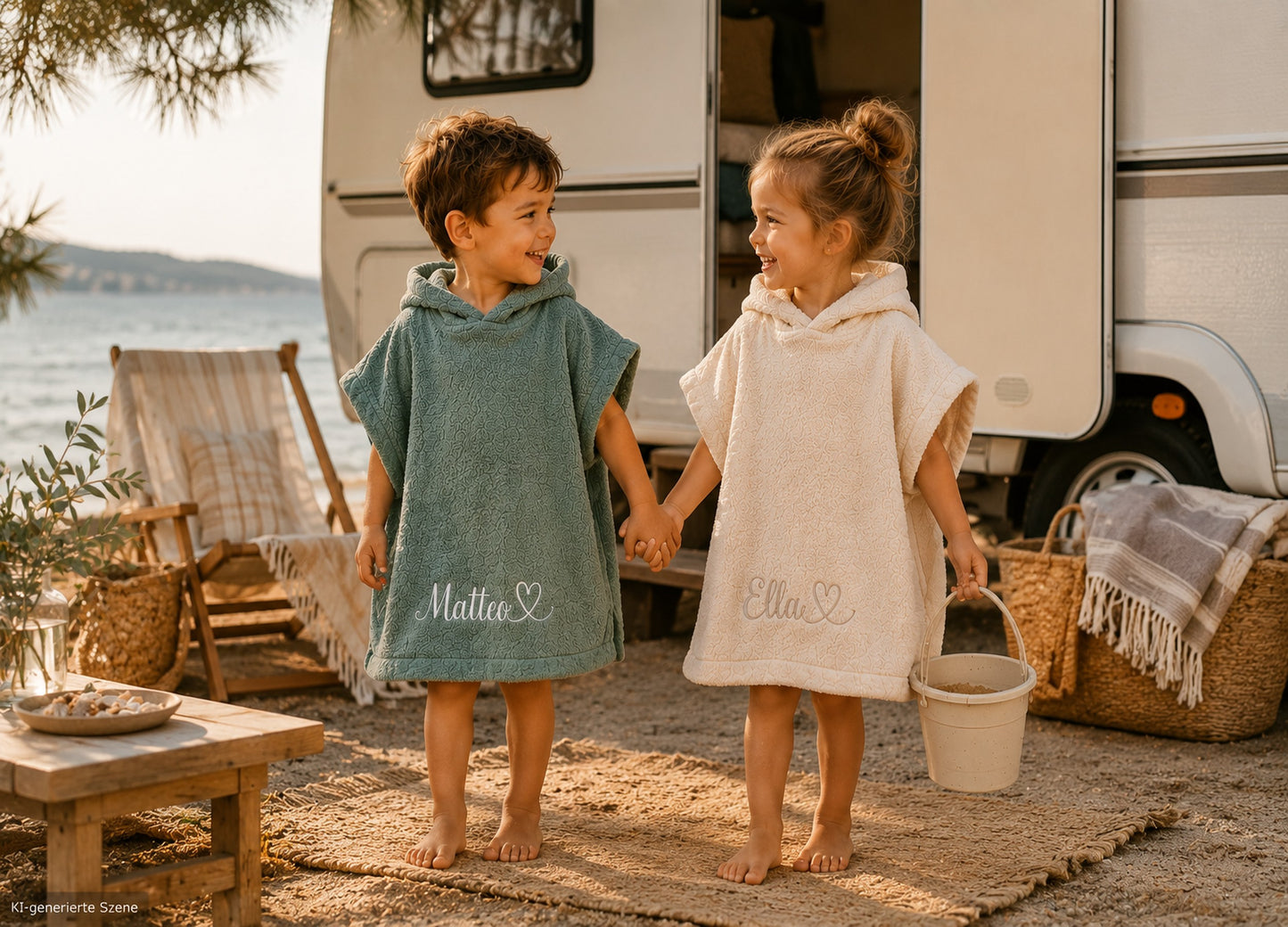 Personalisierter Badeponcho Kinder mit Name bestickt
