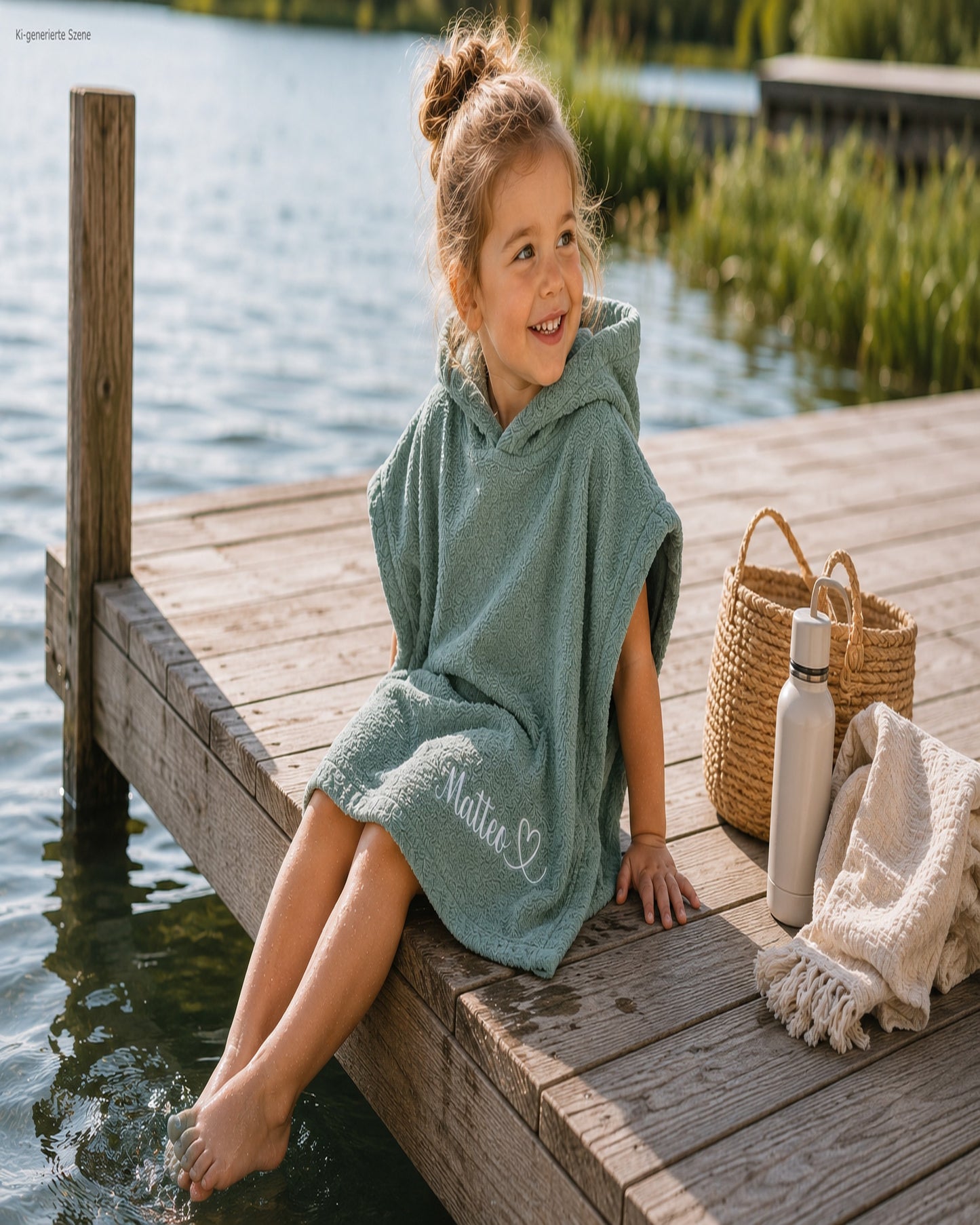 Personalisierter Badeponcho Kinder mit Name bestickt