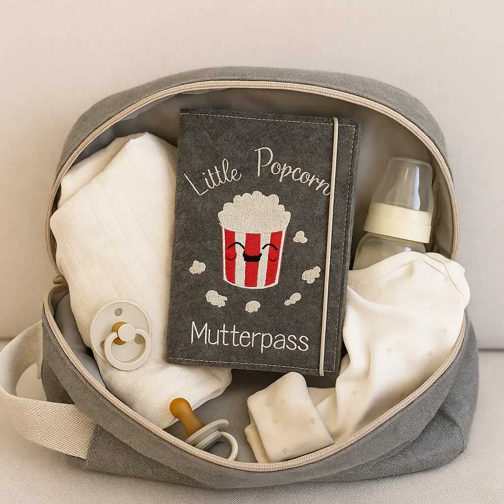 Mutterpasshülle „Popcorn“ in Wickeltasche