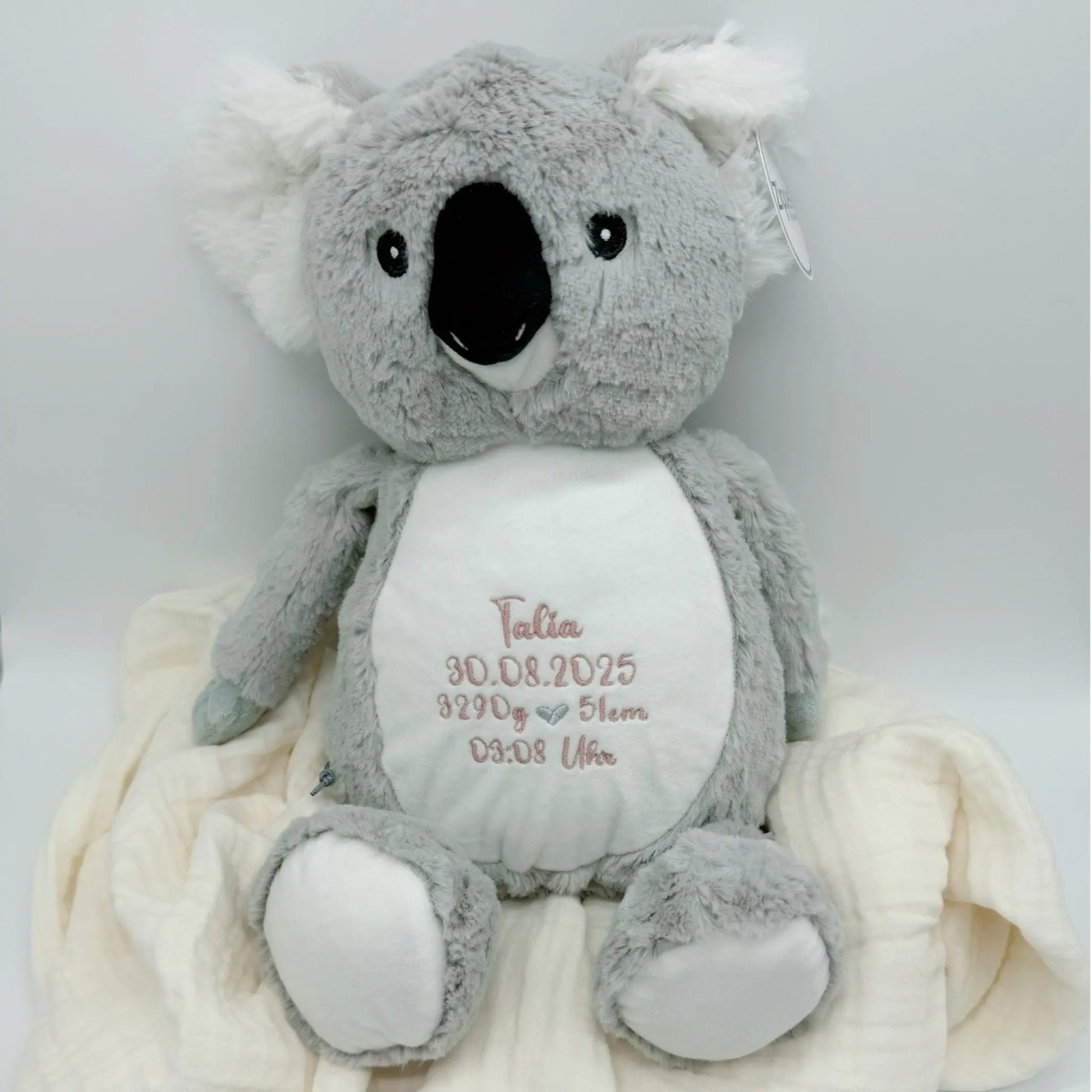 Personalisierter Koala Kuscheltier bestickt mit Name und Geburtsdaten
