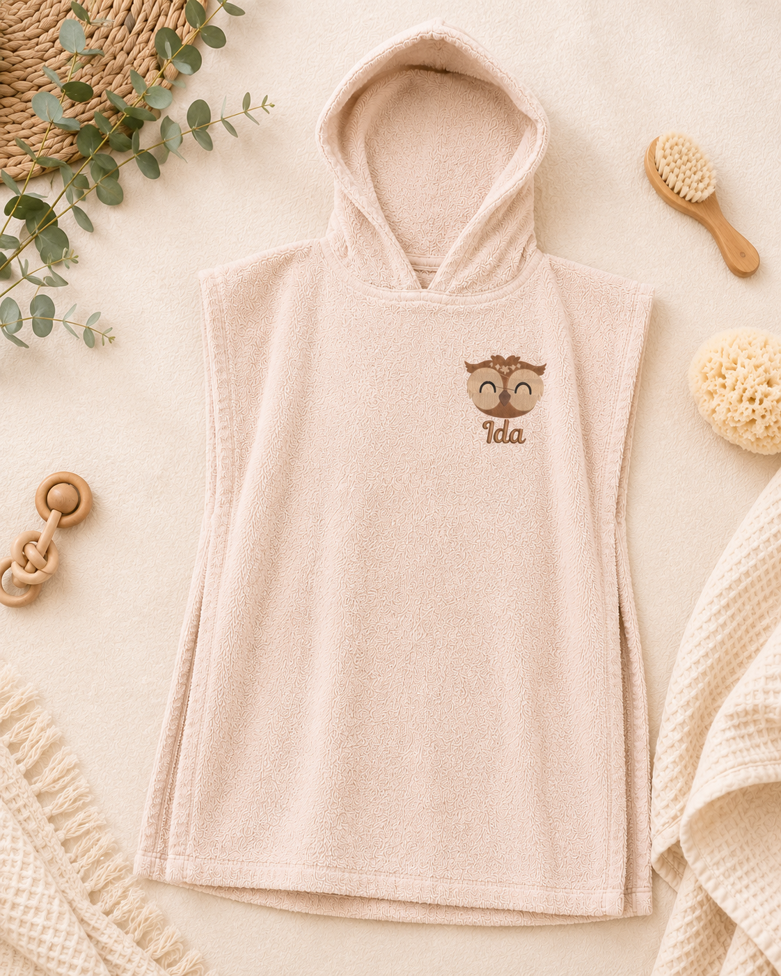 Badeponcho mit Boho Eule