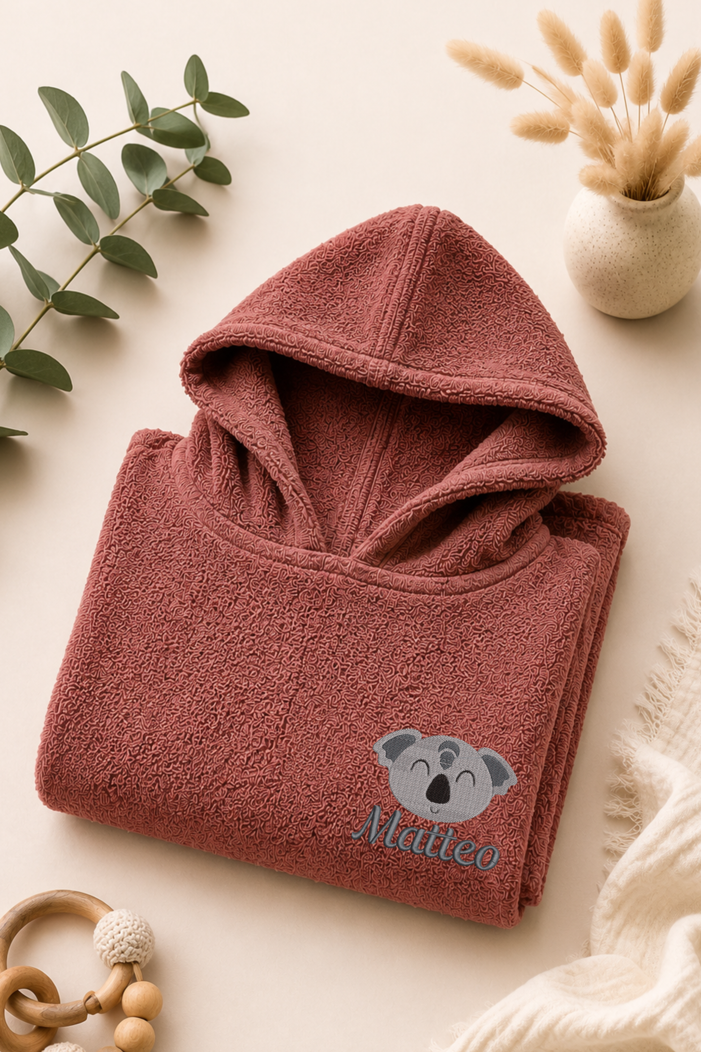 Personalisierter Badeponcho Boho Tiere mit Namen | Bestickt