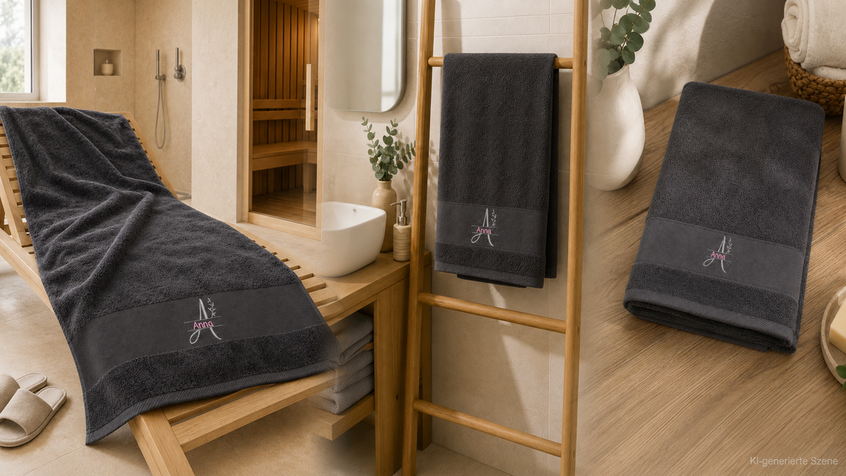 Personalisierte und bestickte Handtücher mit Namen und Monogramm