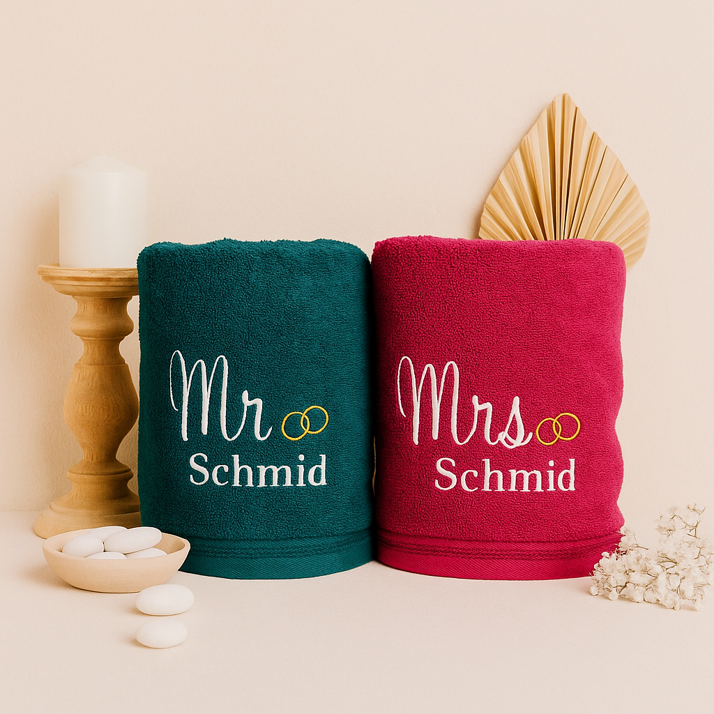 Handtuch mit Namen bestickt - personalisiertes Geschenk zur Hochzeit