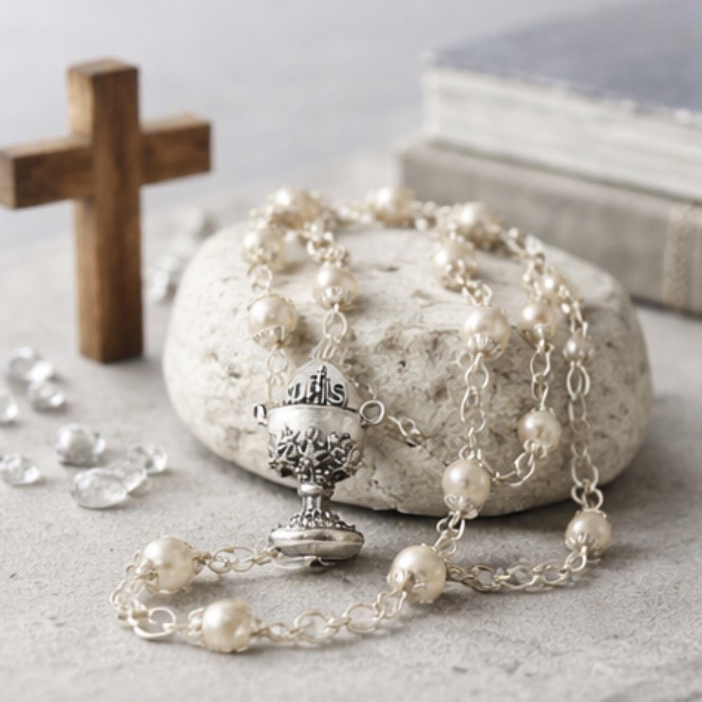 Rosenkranz zur Erstkommunion mit Perlen – klassisch & hochwertig