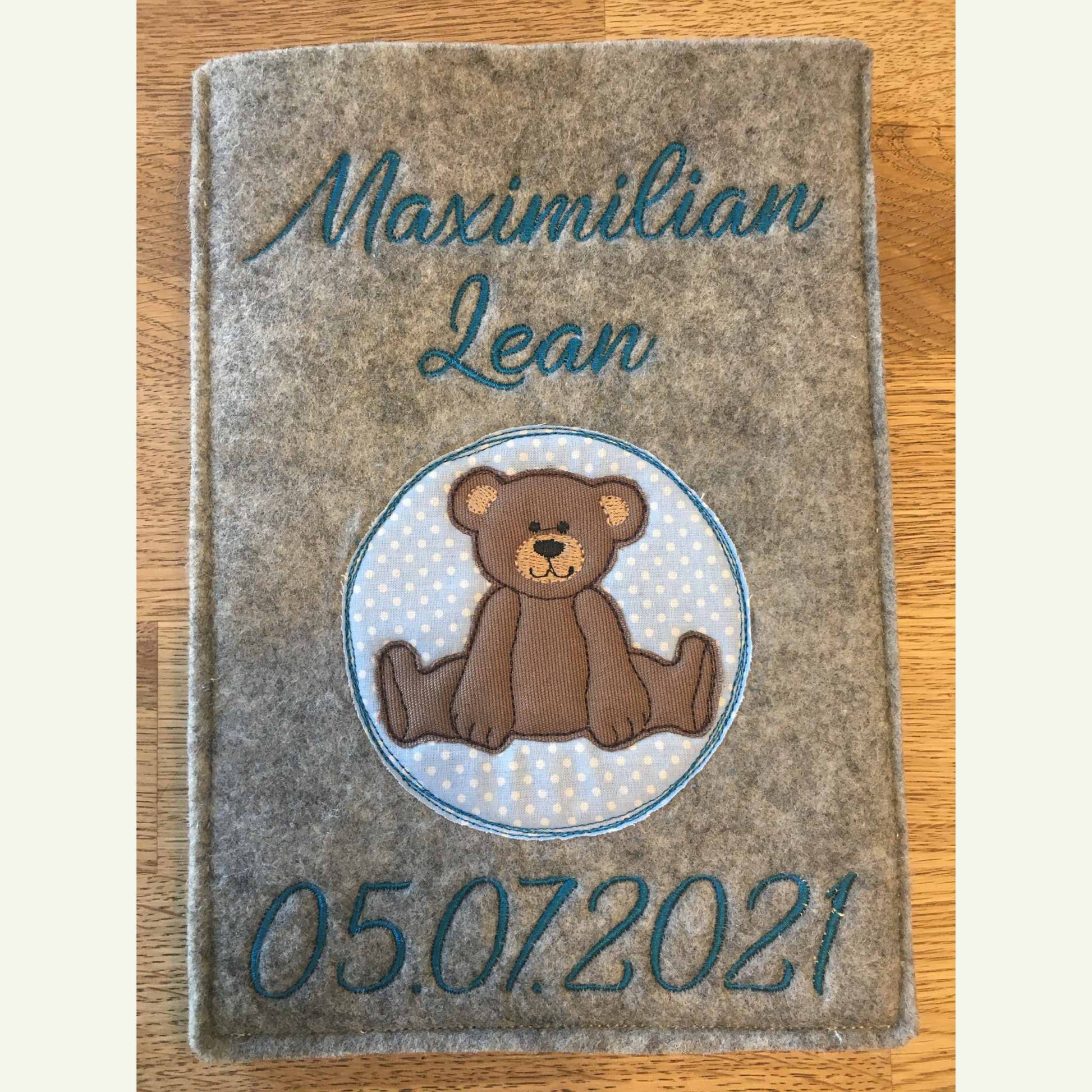 U-Hefthülle Filz personalisiert mit Tiermotiv | Geschenk Geburt & Taufe Mein Shop