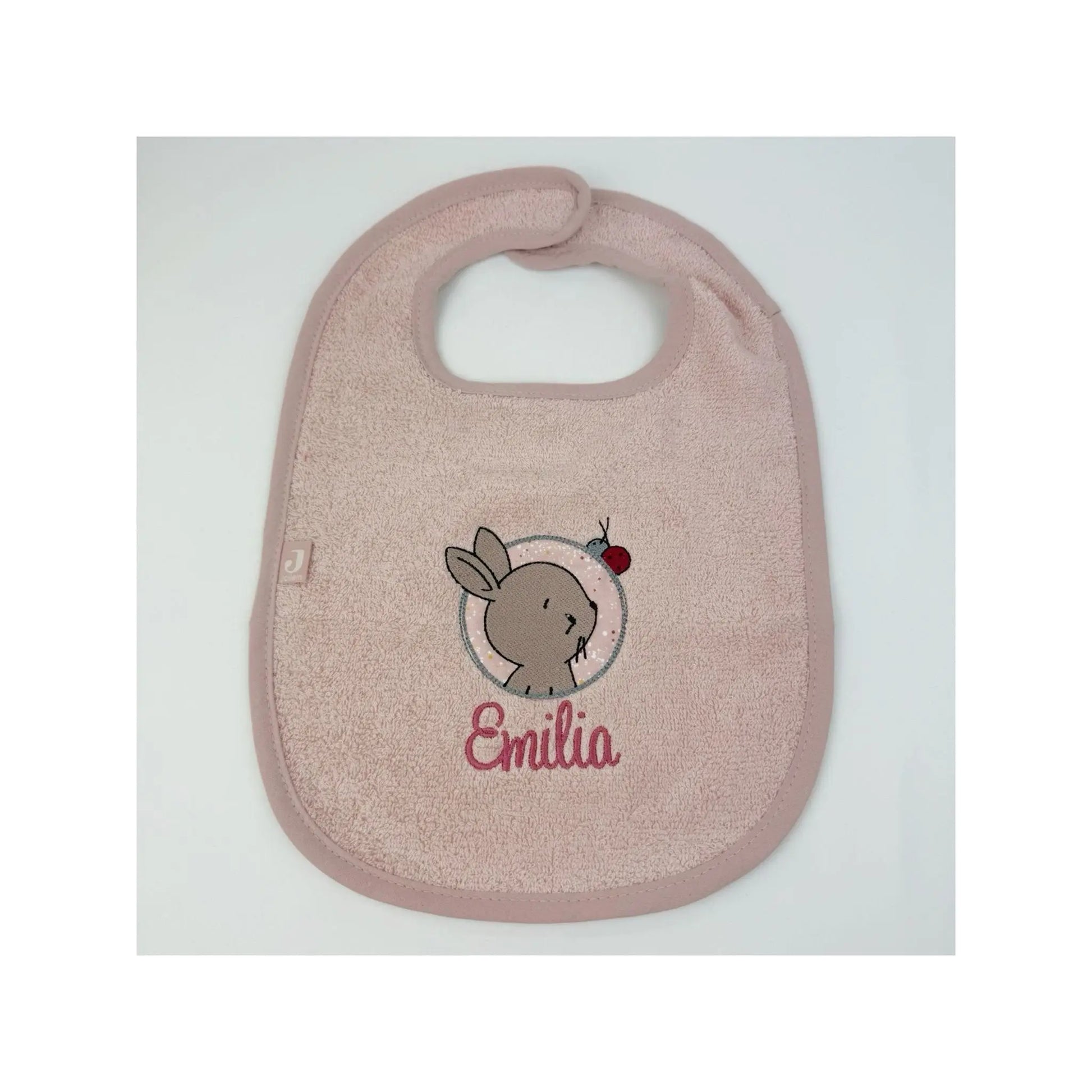 Lätzchen mit Hase und Käferchen bestickt und Name