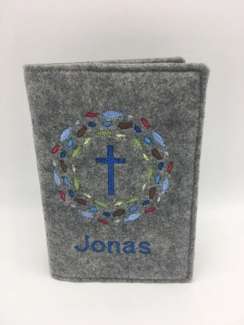 Gotteslobhülle Filz mit Fischmotive – personalisiert & bestickt Mein Shop