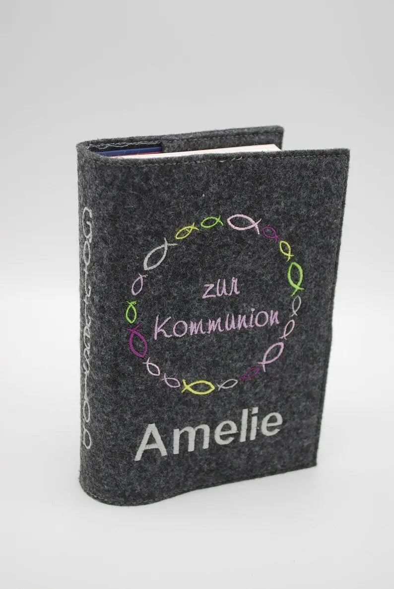 Gotteslobhülle Filz mit Fischmotive – personalisiert & bestickt Mein Shop