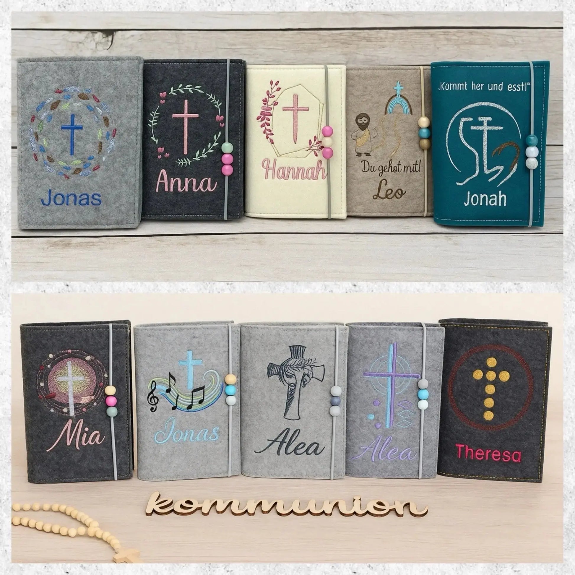 Gotteslobhülle Filz Kreuzmotiv – personalisiert & mit Name Mein Shop