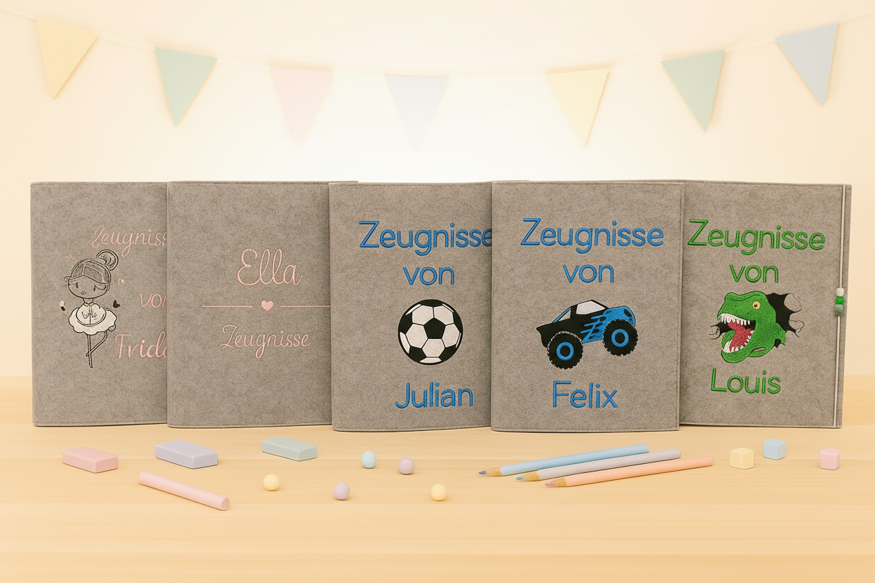 Zeugnishüllen verschiedene Motive personalisiert