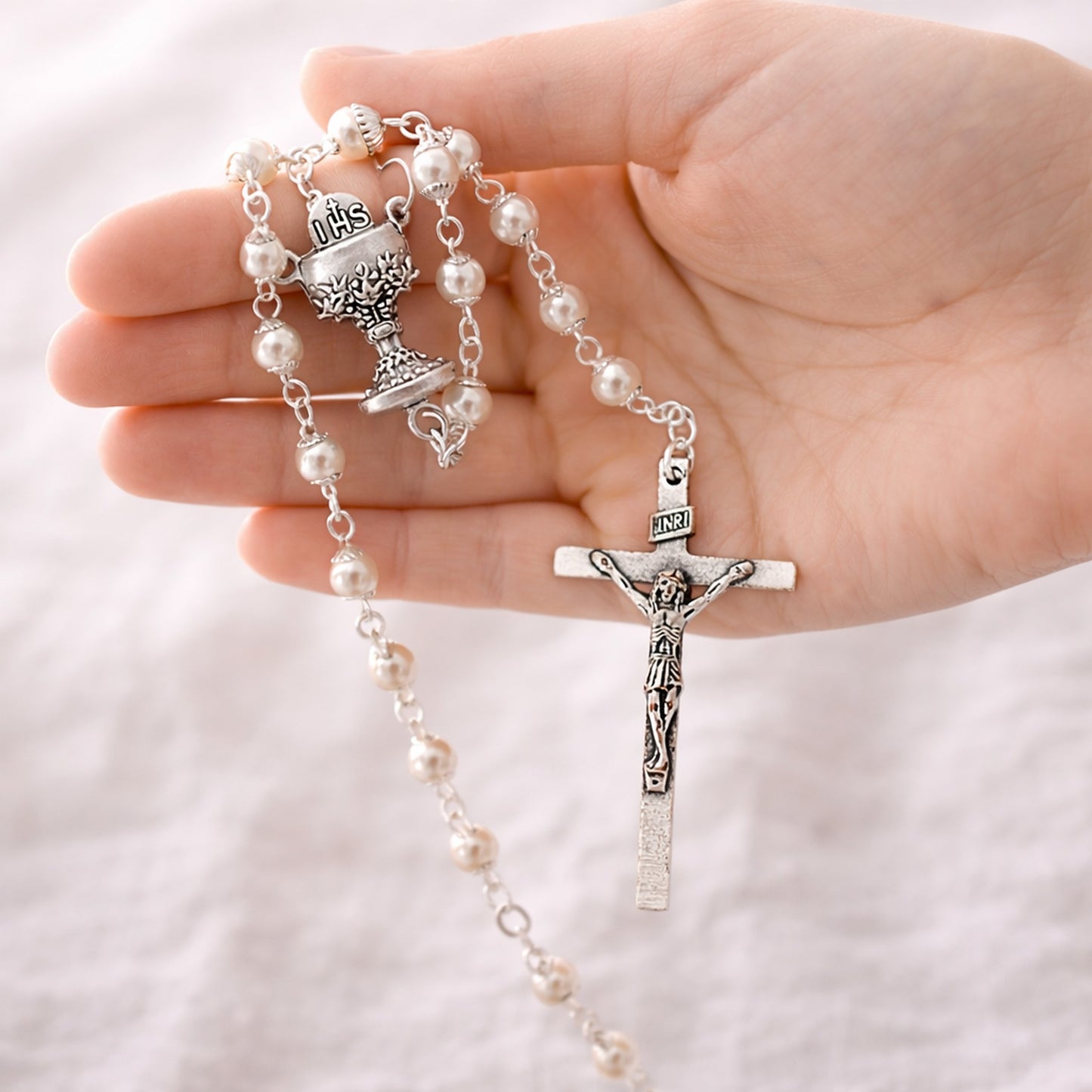 Rosenkranz zur Erstkommunion mit Perlen – klassisch & hochwertig