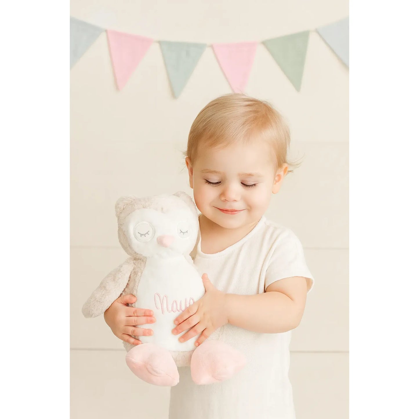 Kuscheltier-Eule mit Namen bestickt Geschenk Geburt