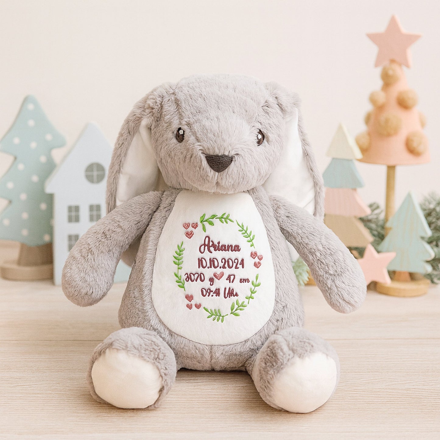 Kuscheltier Hase personalisiert Weihnachten