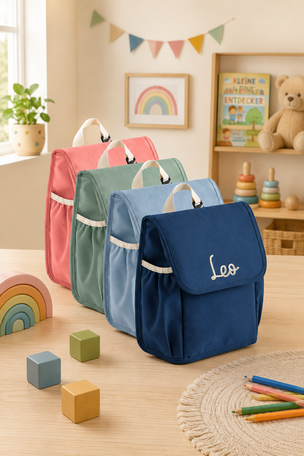 4 verschiedene Farben Kindergartentaschen 