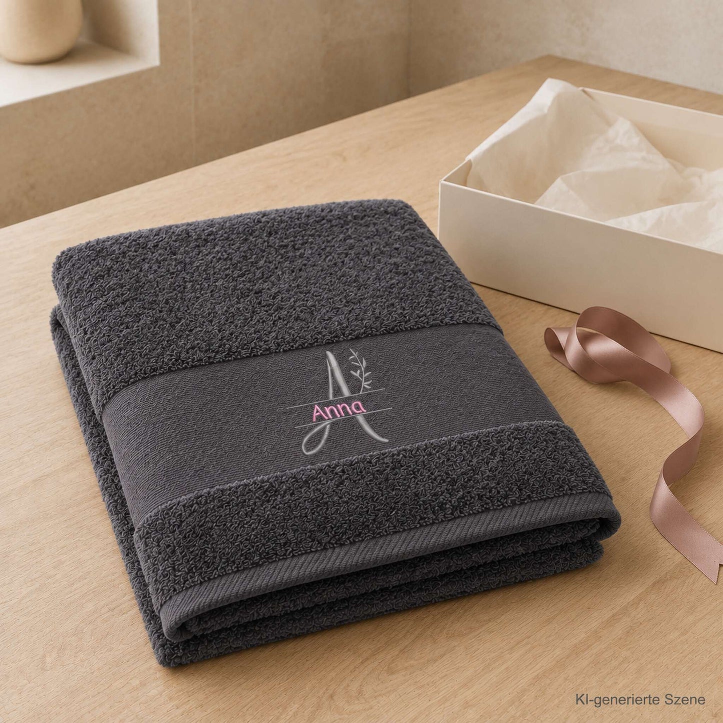 Handtuch mit Namen & Monogramm – personalisiert bestickt
